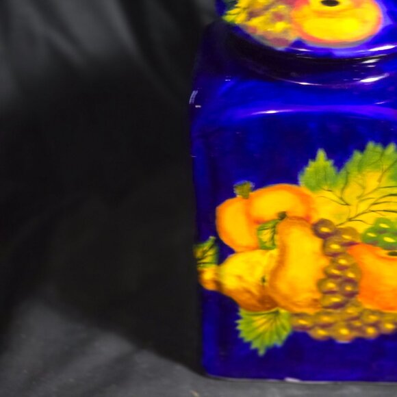 Vintage Mexican Ceramic Fruit-Themed Kitchen Canister Set With Lids - Picture 6 of 11